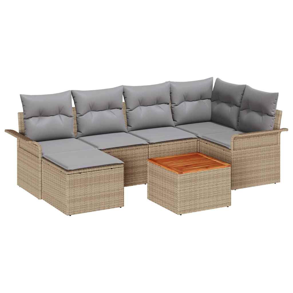 Garten-Sofa-Set mit Kissen 7 pcs Beige und Hellgrau
